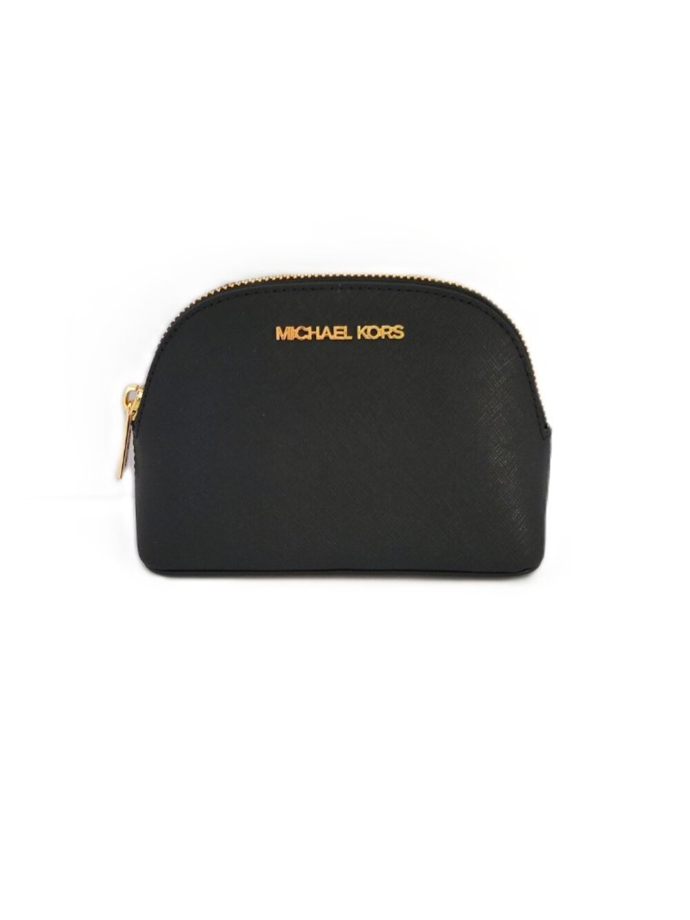 Michael Kors Jet Set Travel Medium Pouch Case Cosmetic Makeup Bag Black Leather
